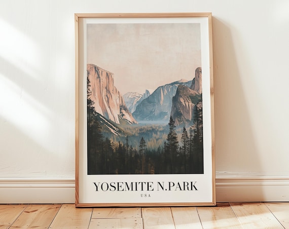 Yosemite National Park USA Granite Valley Vintage Travel Poster