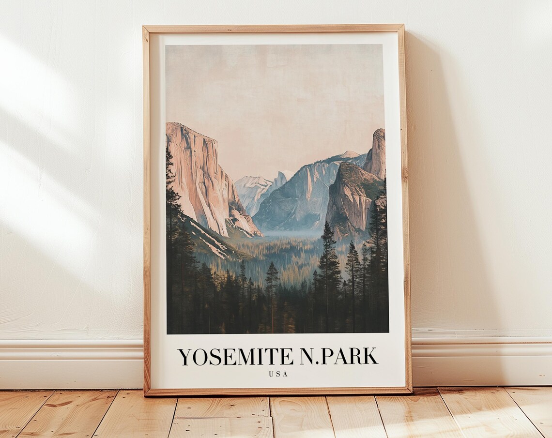 Yosemite National Park USA Granite Valley Vintage Travel Poster