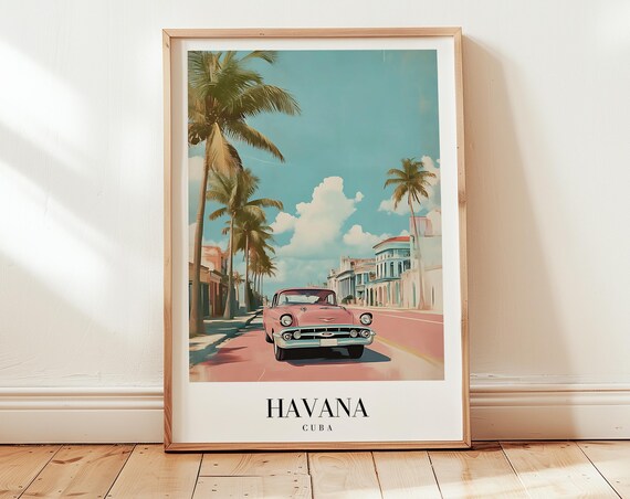 Havana Travel Poster Wall Art Personalized Gift Birthday Wedding Anniversary Housewarming Present