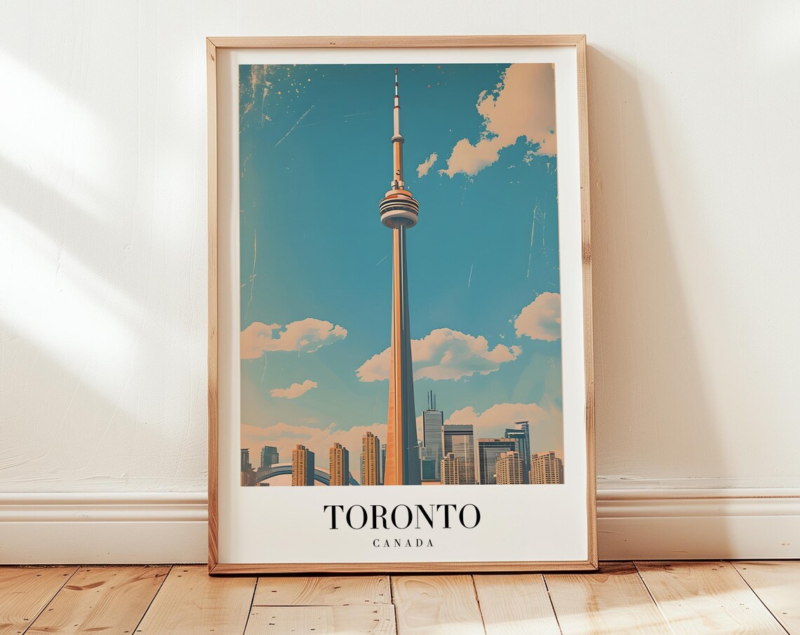 Toronto Canada CN Tower Downtown Skyline Retro Travel Poster