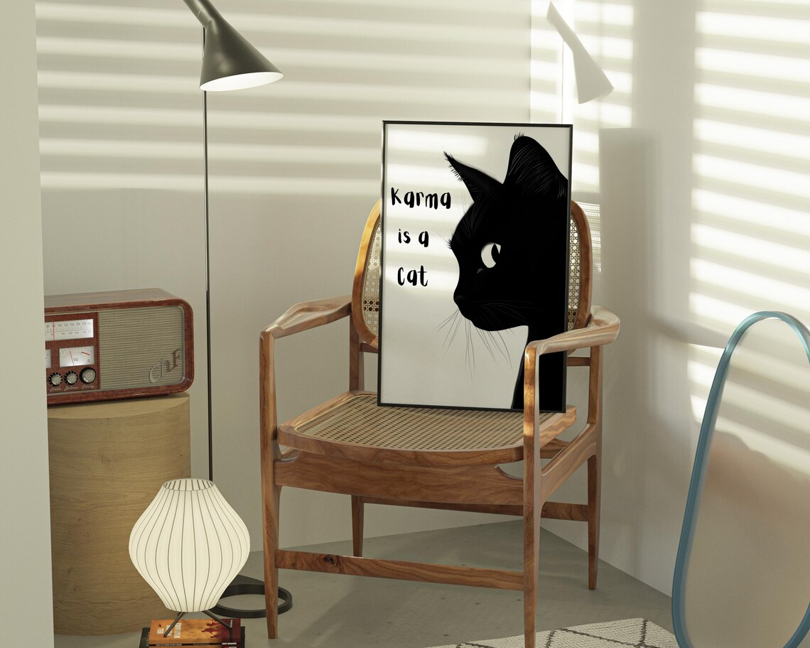 Karma Is A Cat, Funny Cat Illustration - Image 2
