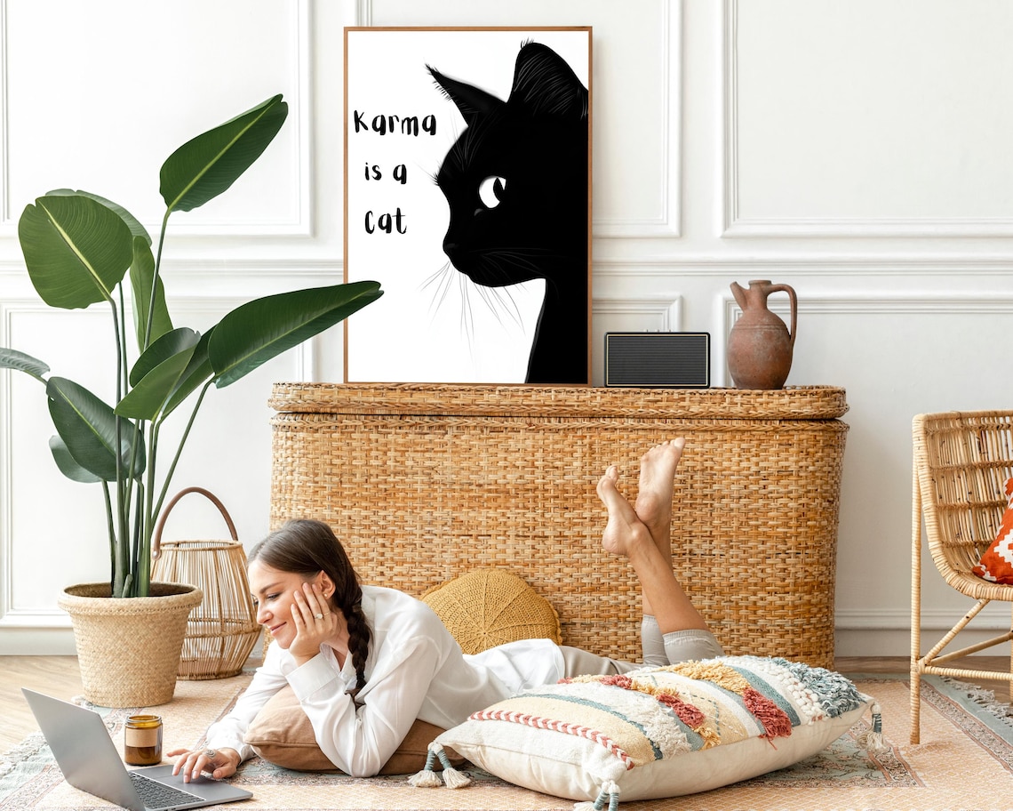 Karma Is A Cat, Funny Cat Illustration - Image 6