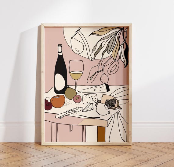 Matisse Style Kitchen Print Retro Food Wine Art