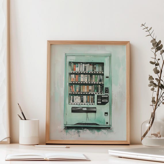 Book Vending Machine Poster Funny Trendy Wall Art