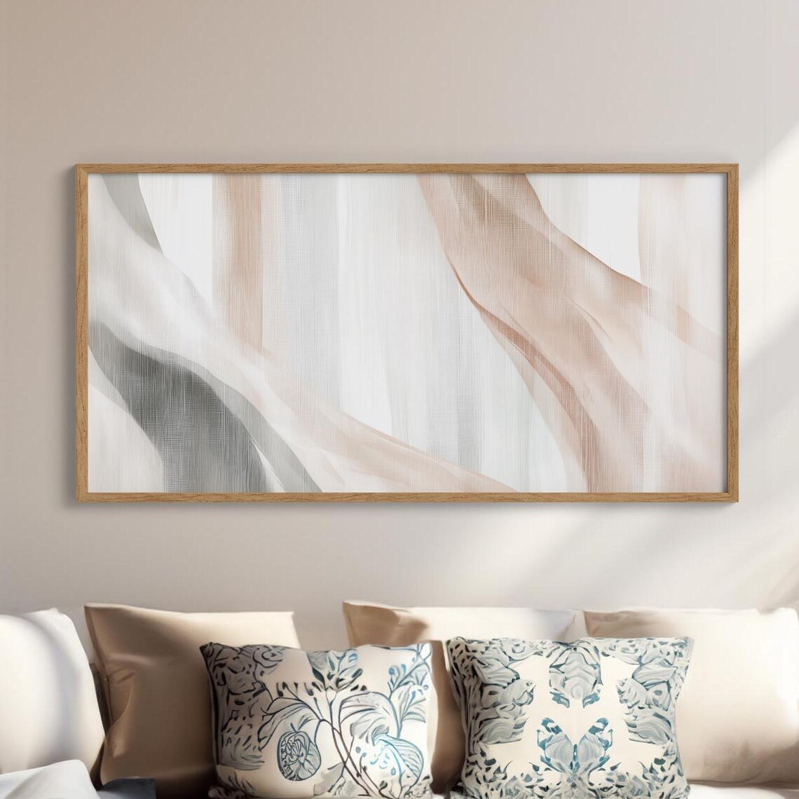 Gradient Wash Abstract Canvas Decor Modern Wall Art For Living Spaces Soft Grey Blue Green Background Calming Ethereal Minimalist Design
