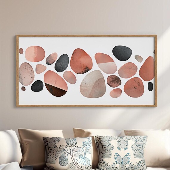Pebble Stones Painting Minimalist Canvas Earthy Tones Design Modern Wall Art For Neutral Living Spaces Ready To Hang White Organic Decor