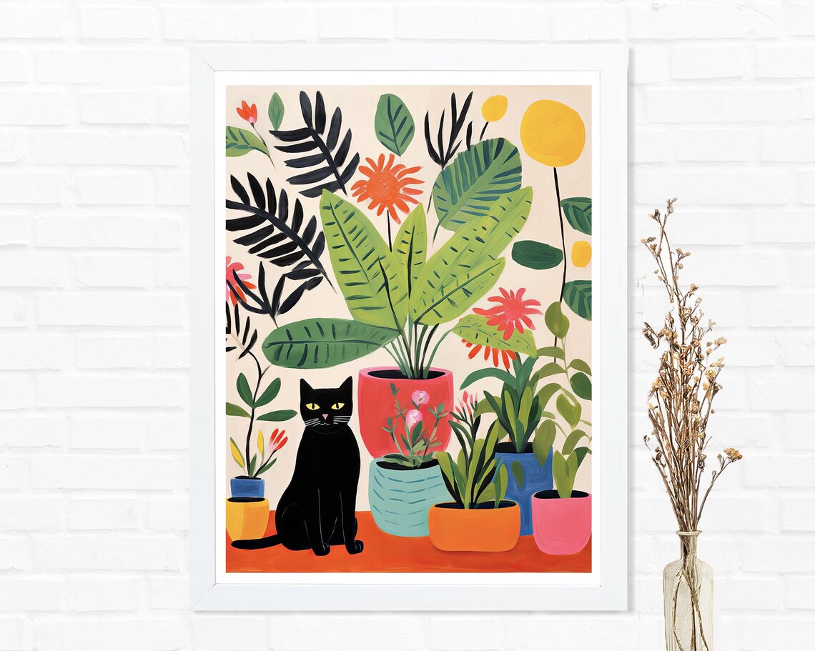 Happy Cat In House Plants Matisse Painting - Image 2