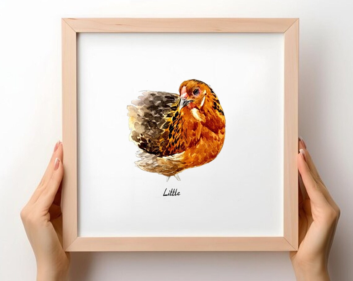 Custom Hen Portrait - Watercolor Pet Art