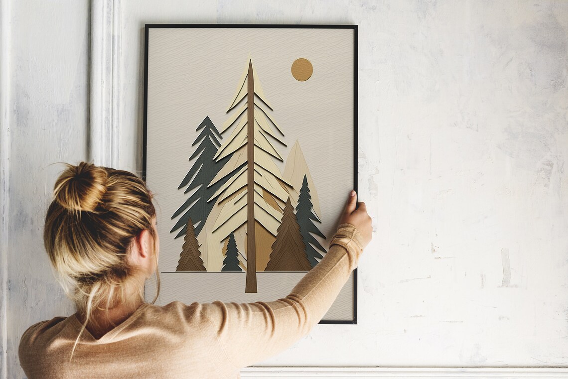 Rustic Pine Tree Art Print, Lake House Decor - Image 3