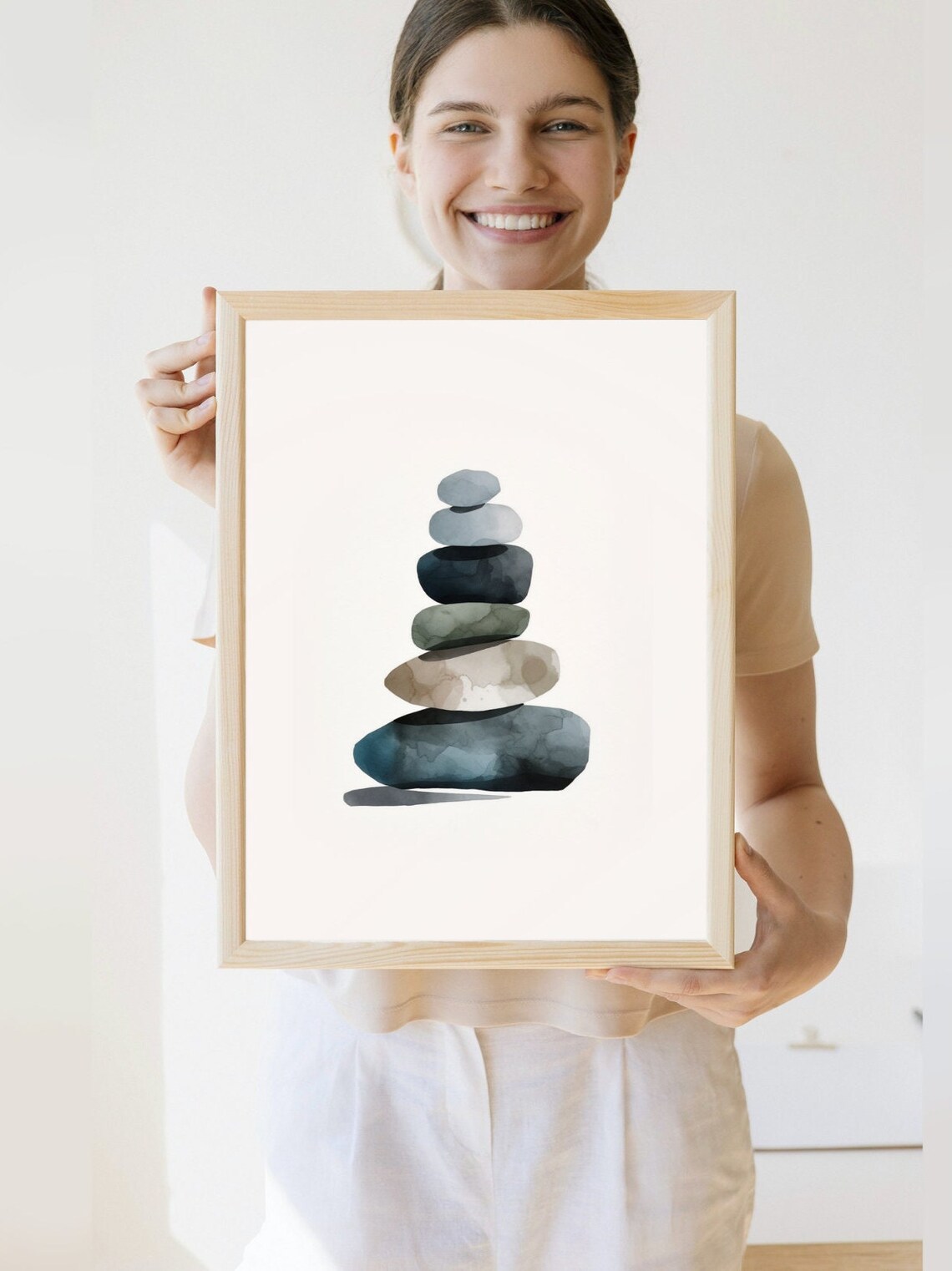 Balancing Stones Pebbles Art Print, Relax Print