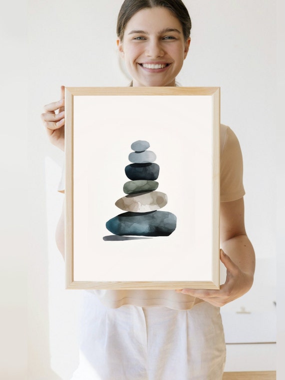 Balancing Stones Pebbles Art Print, Relax Print