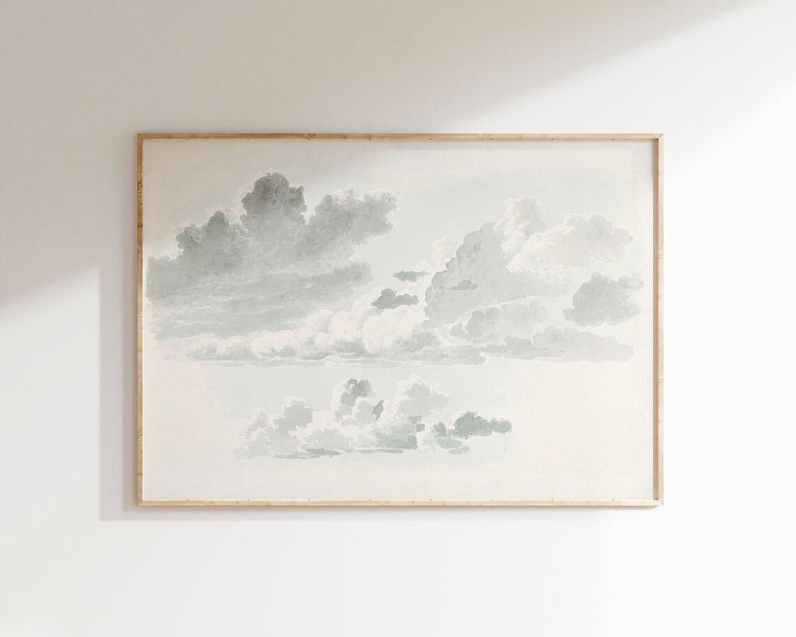 Vintage Cloud Painting Art Print, Cottagecore Sky