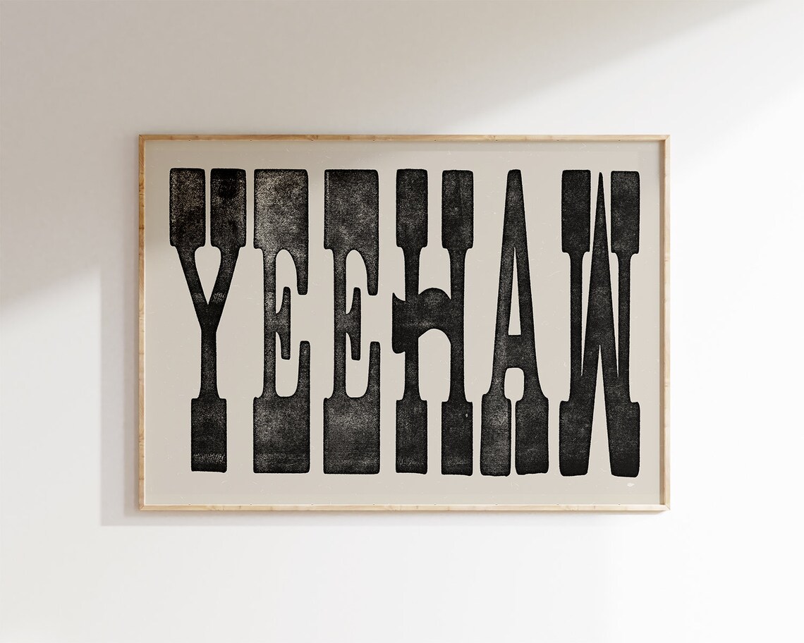 Vintage Yeehaw Howdy Art Print, Rustic Texas Decor
