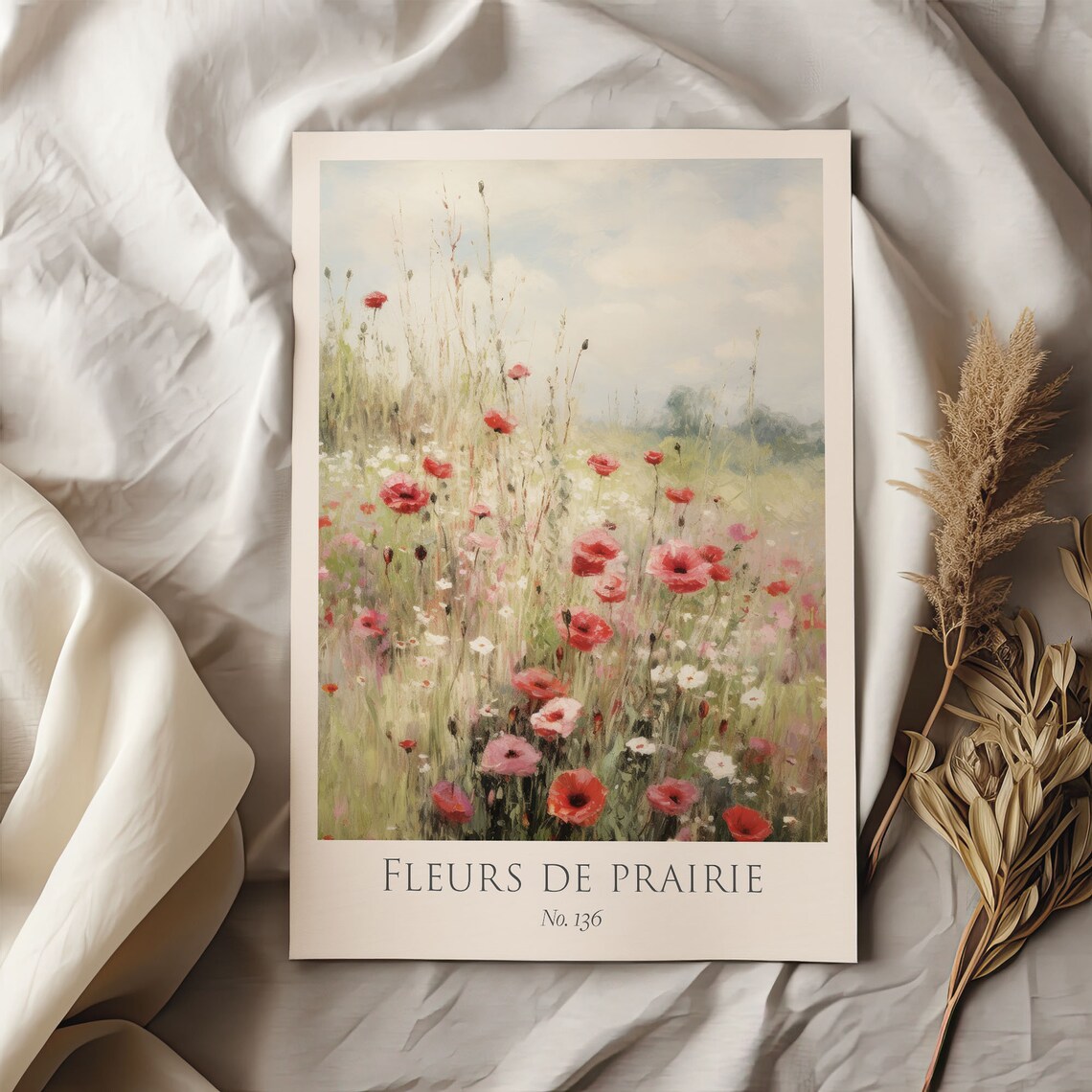 Flower Meadow Scandi Style Wall Art Print