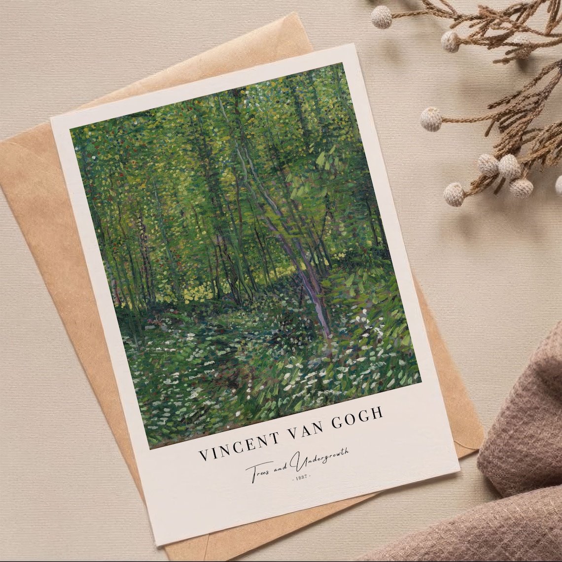 Trees and Undergrowth by Van Gogh, Scandi Art Print