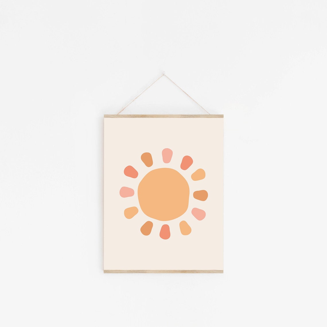 Peach Sun Dotted Rays Stylized Sunshine Boho Minimalist Nursery Poster - Image 2