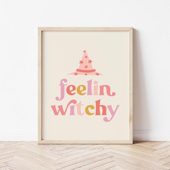 Feelin Witchy Print Boho Halloween Print Cute Halloween Halloween Prints Kids Halloween Decor Digital Download