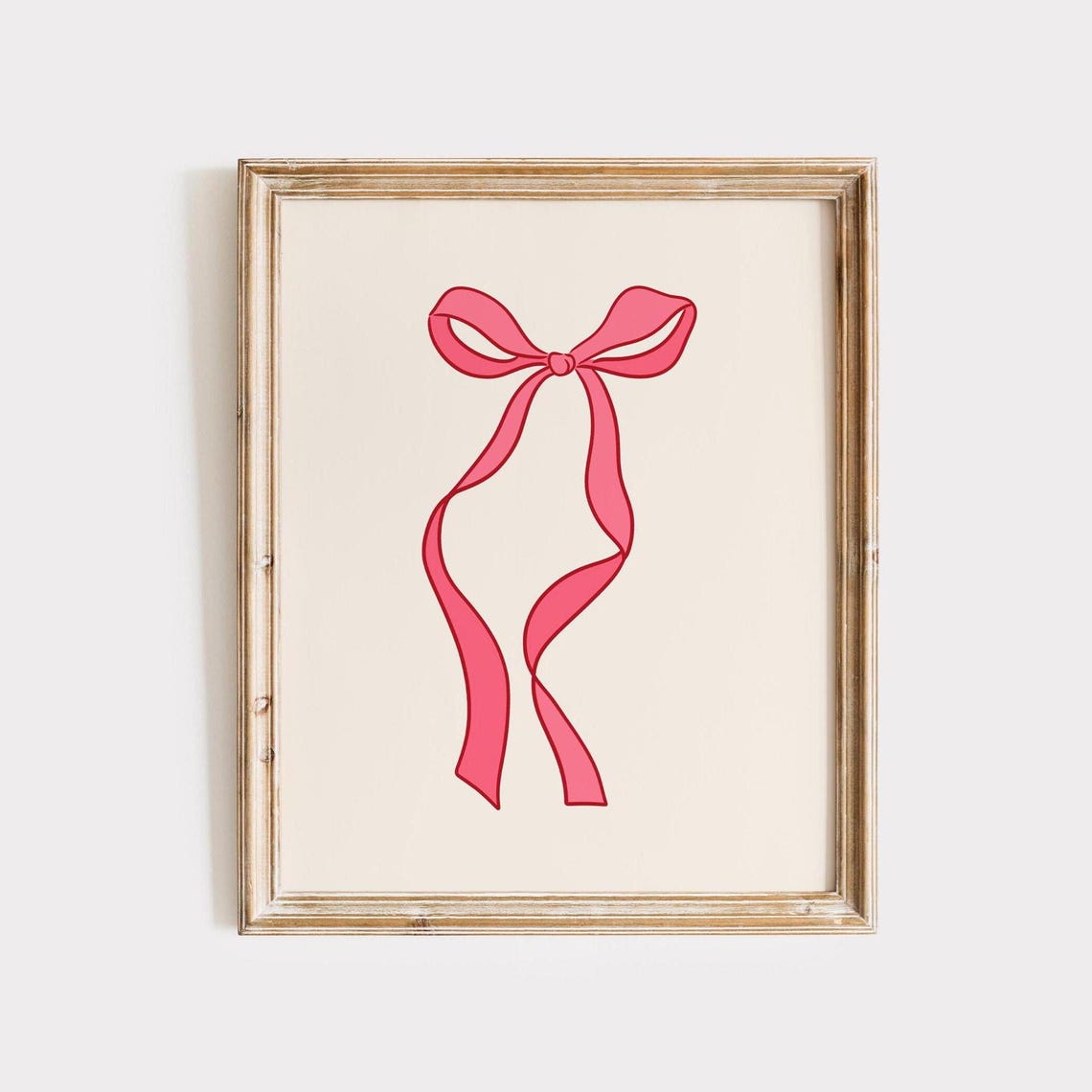 Pink Ribbon Bow Minimalist Coquette Style Illustration Poster