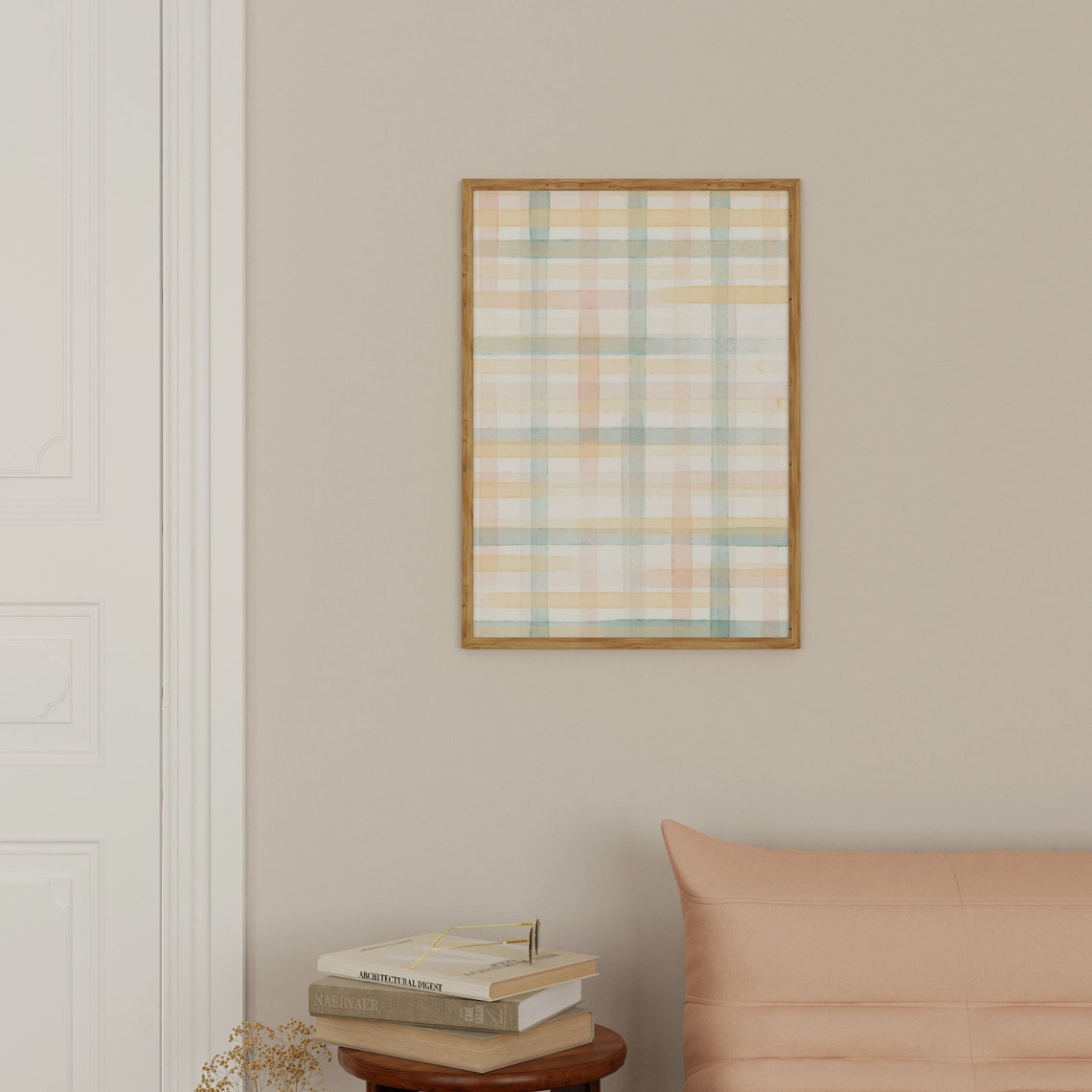 Pastel Plaid Watercolor Spring Check Tartan Gingham Wall Art - Image 3