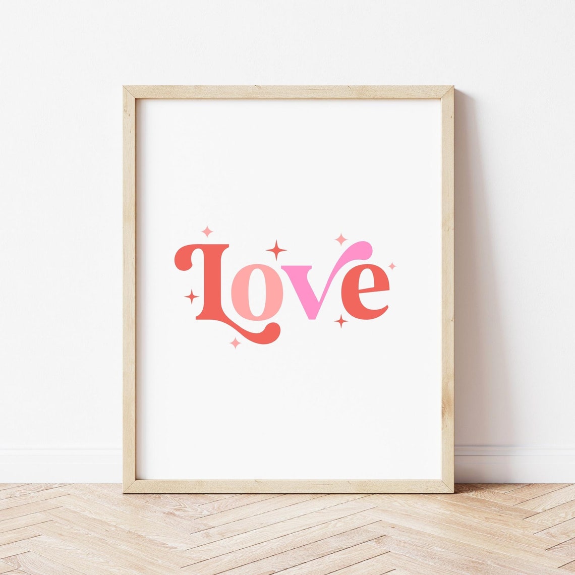 Love Retro Serif Typography Multicolor Romantic Valentine Poster