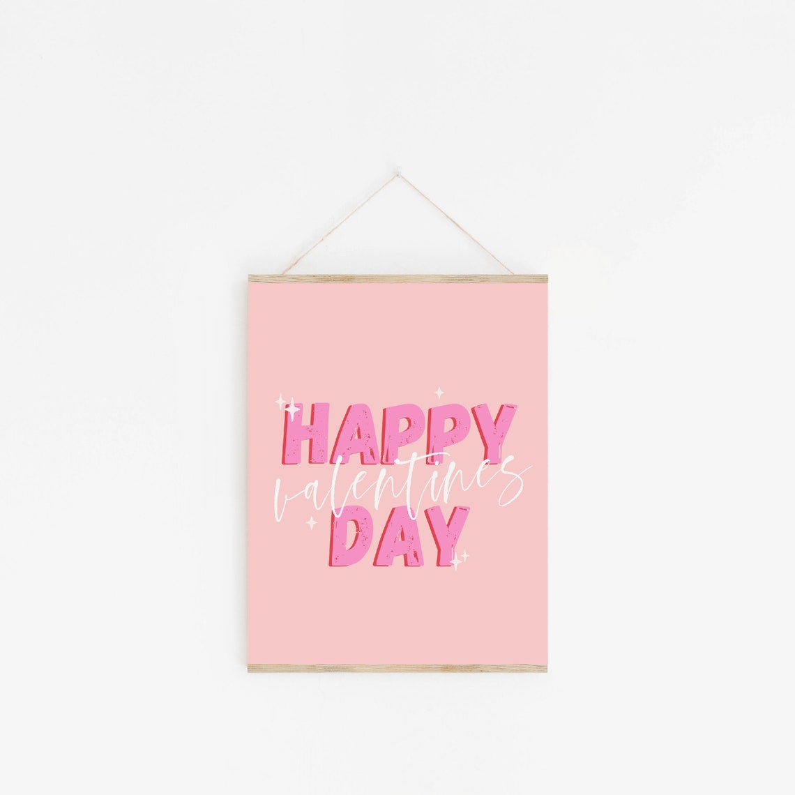 Happy Valentines Day Bold Retro Pink Lettering Typography Wall Art - Image 2