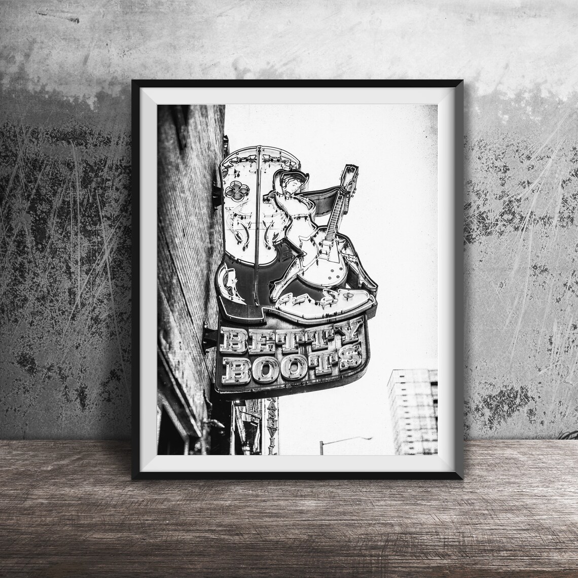 Betty Boots Cowgirl Guitar Neon Sign Nashville Broadway Poster - Image 2