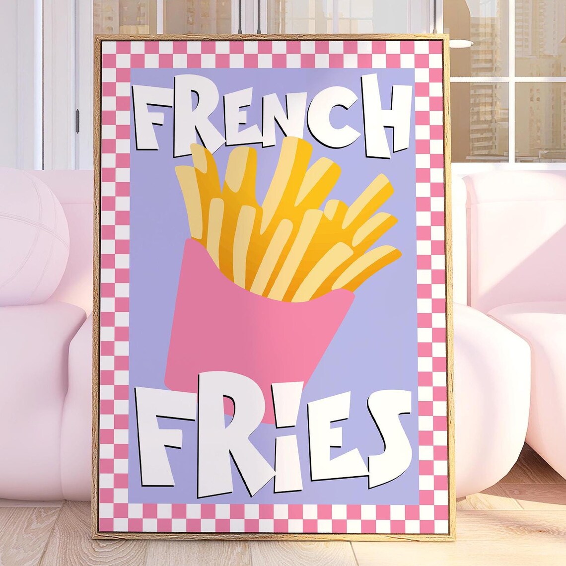 French Fries Foodie Kitchen Wall Art, Maximalist Poster