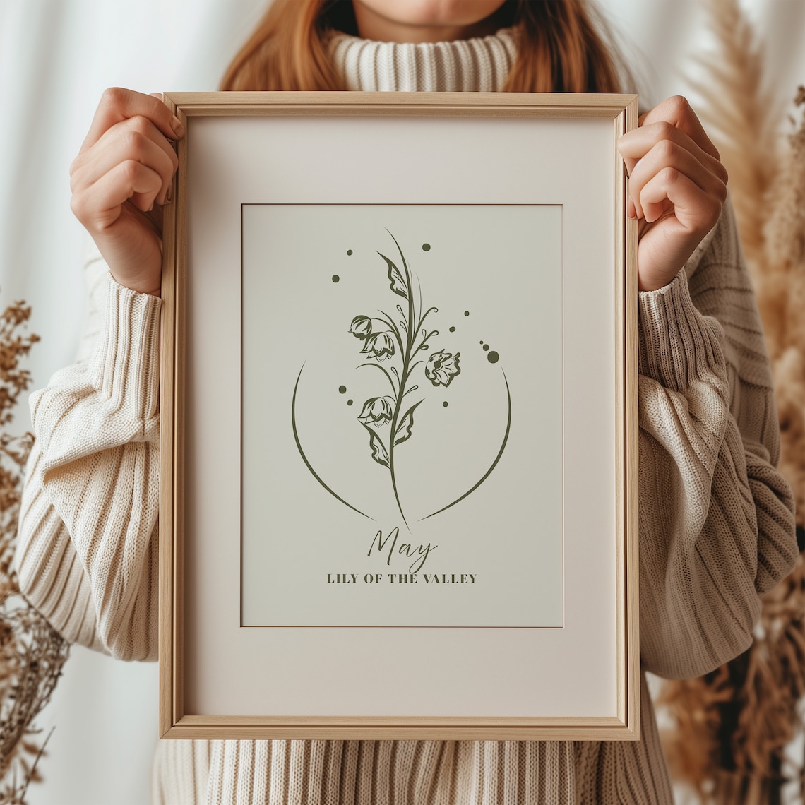 May Lily Of The Valley Birth Flower Minimalist Botanical Print - Image 3