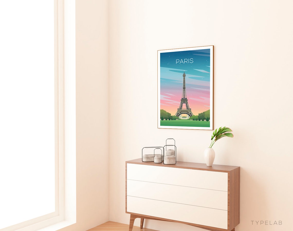 Paris Eiffel Tower at Dusk Starry Sky France Romantic Poster - Image 2