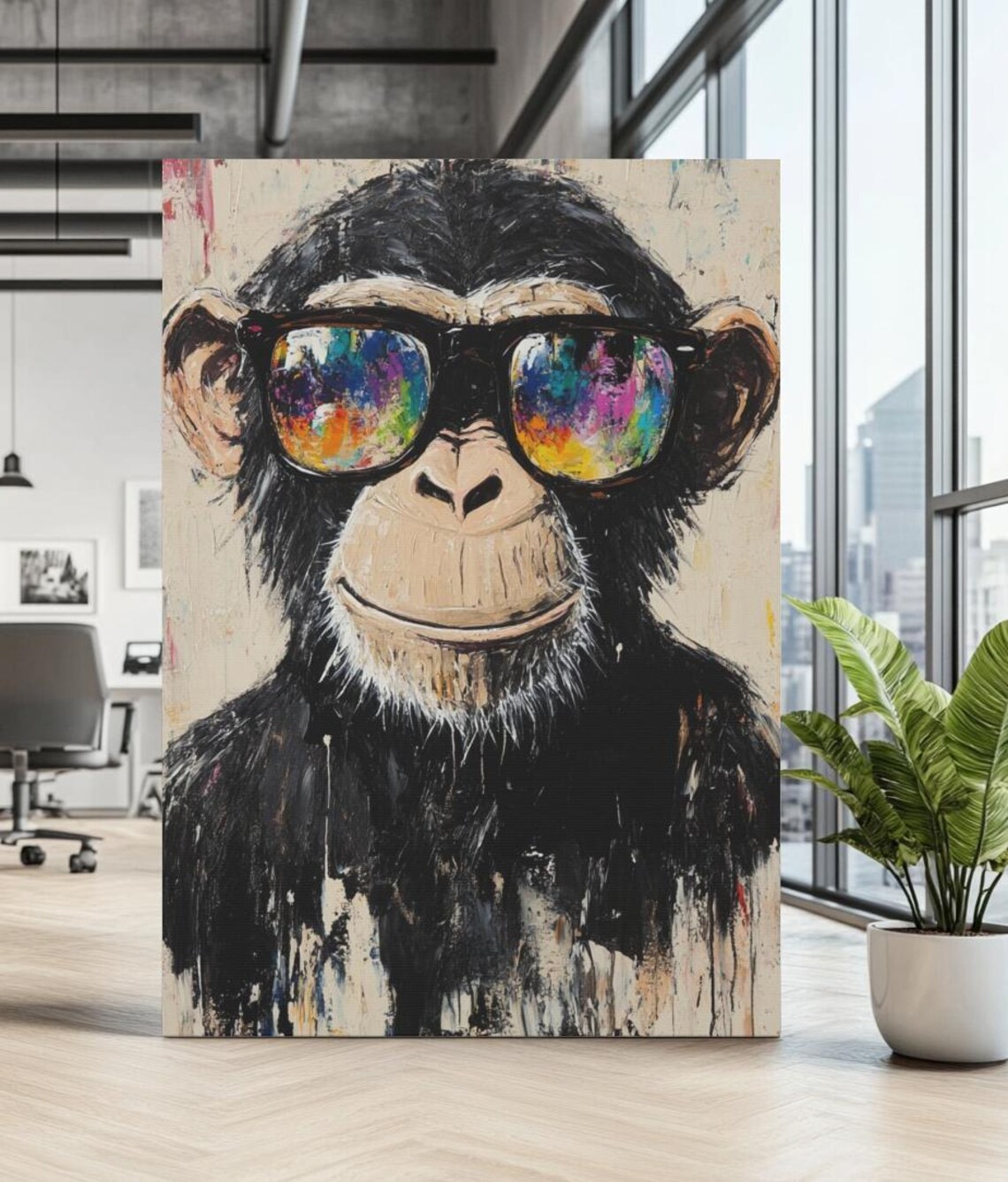 Cool Monkey Chimpanzee Graffiti Jungle Wall Art