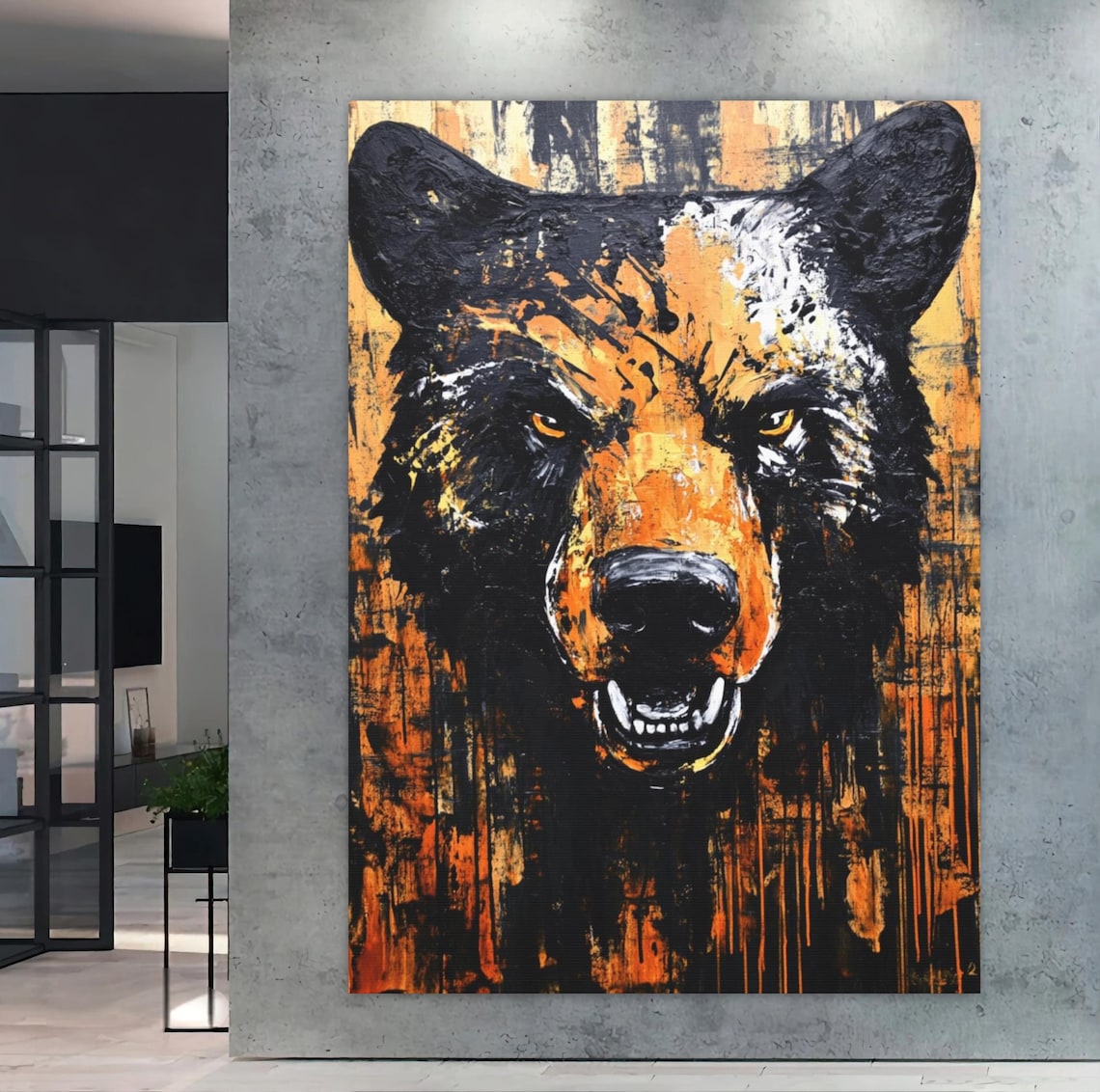 Fierce Bear Art Print, Rustic Cabin Decor