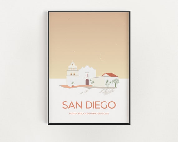 San Diego Historic Travel Poster, Spanish Architecture