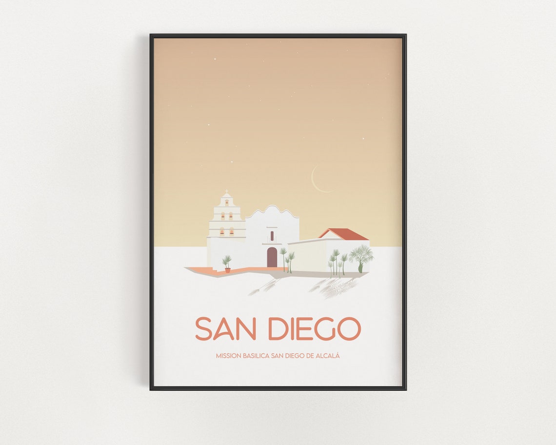 San Diego Historic Travel Poster, Spanish Architecture