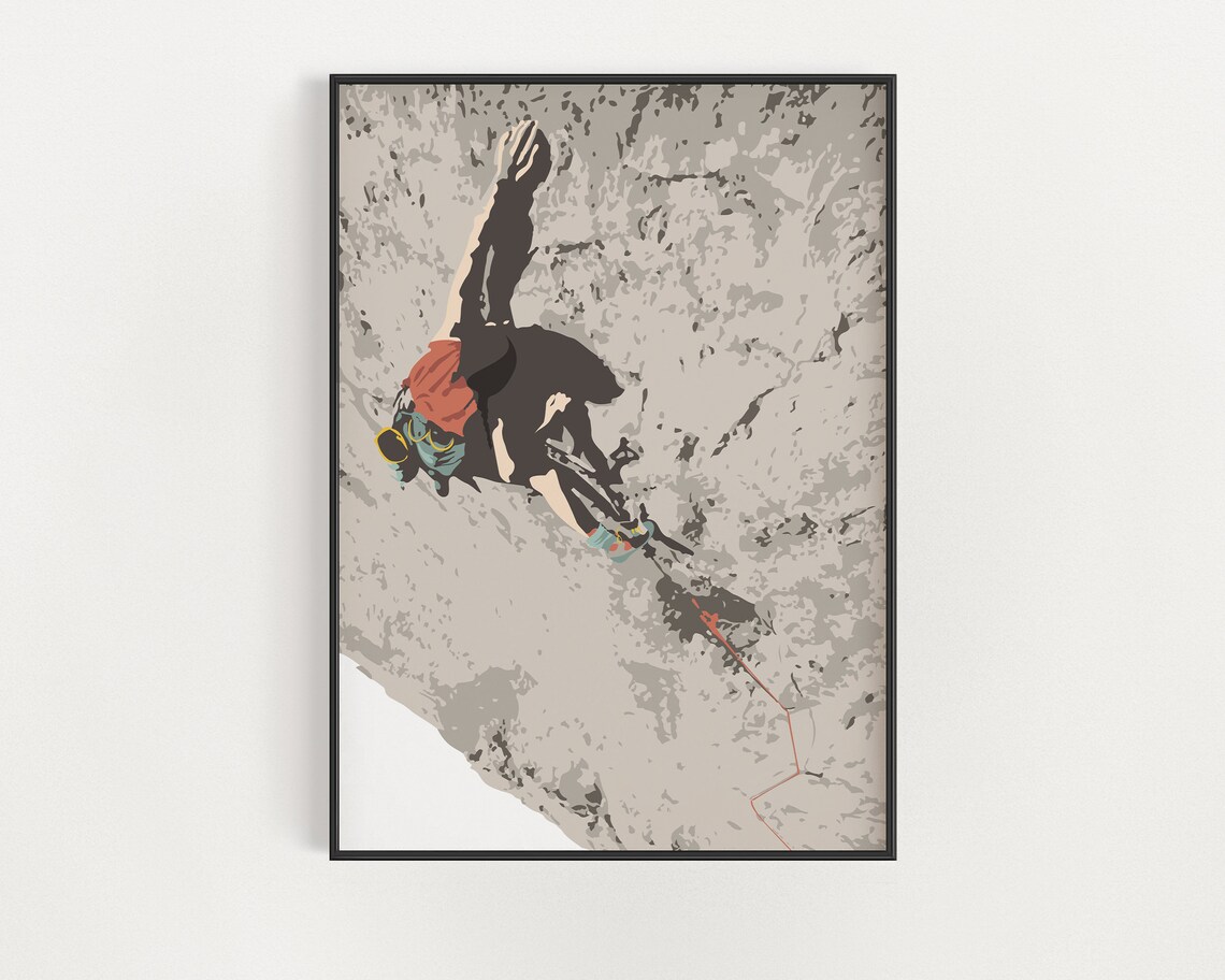 Woman Rock Climber Art Print, Rock Climbing Gift