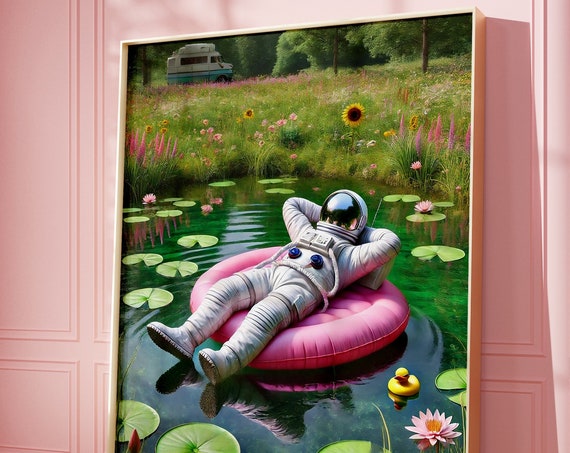 Astronaut Print Set of 2, Trendy Space Decor