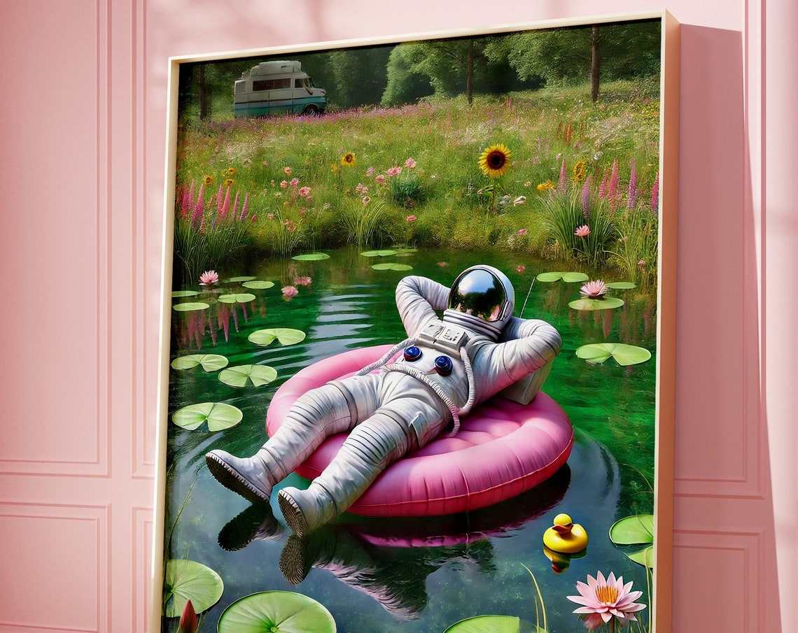 Astronaut Print Set of 2, Trendy Space Decor