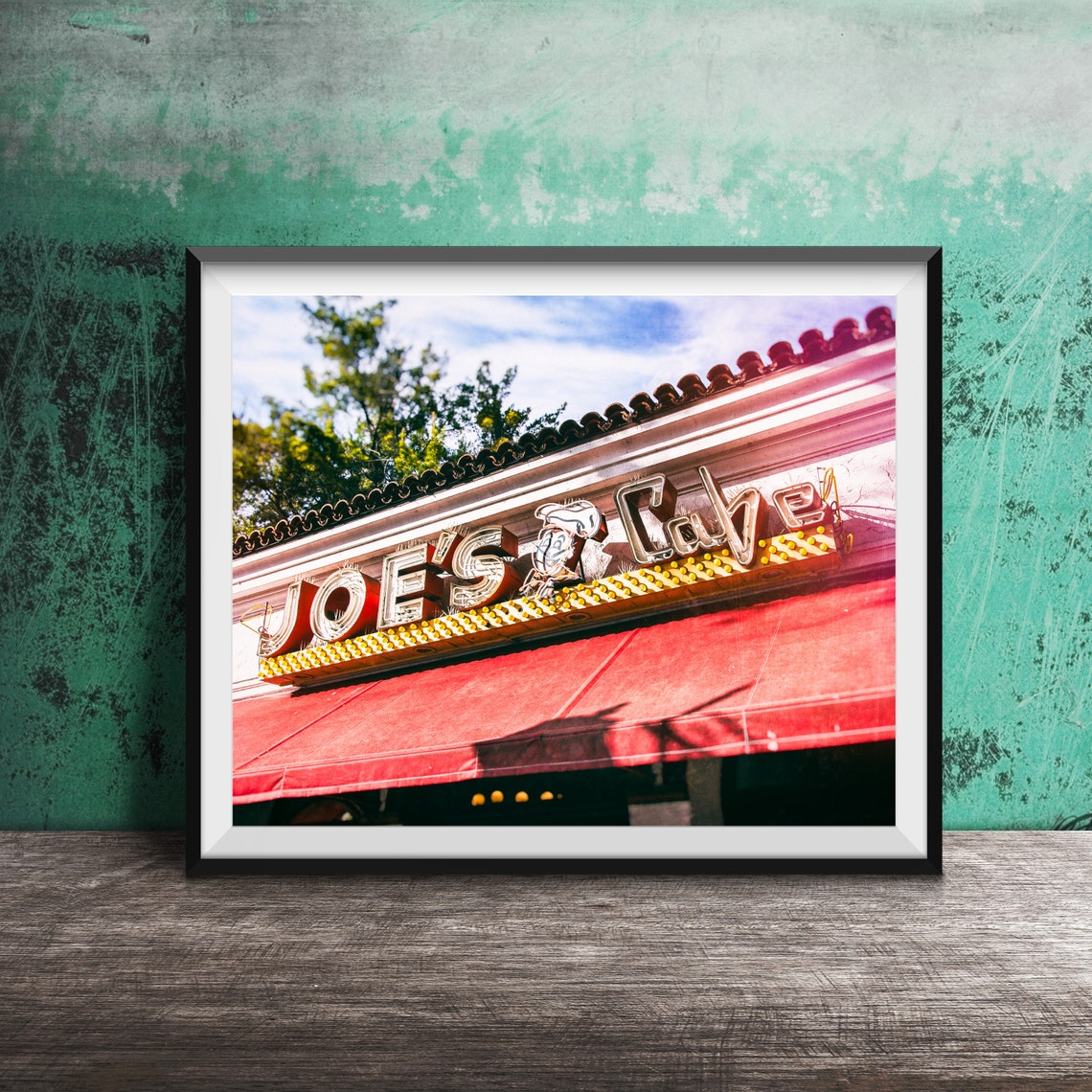 Joe's Cafe Santa Barbara Red Awning Vintage Neon Sign Poster