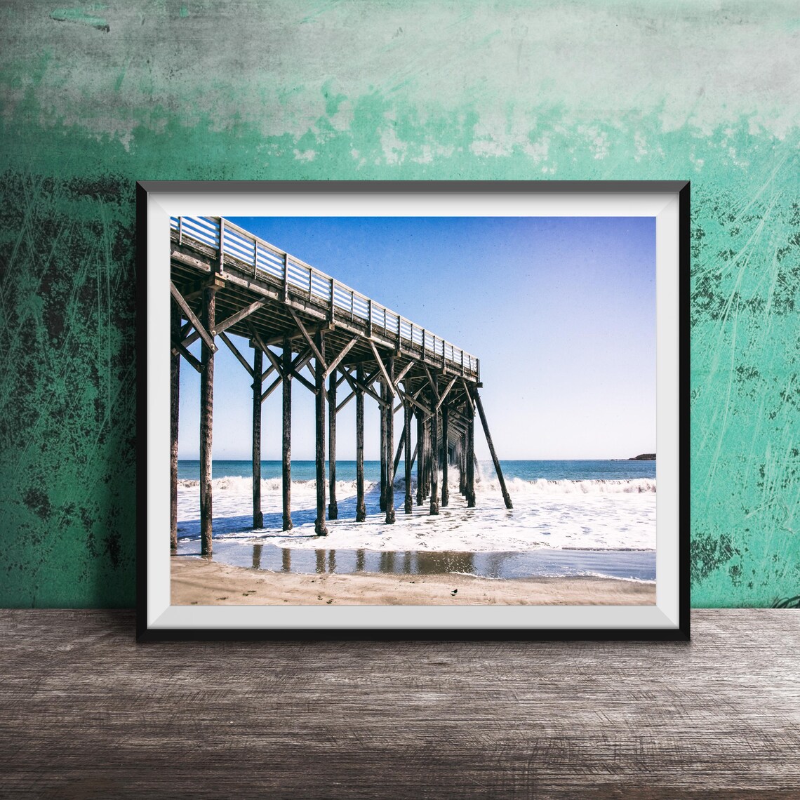 San Simeon Pier Wooden Pilings Pacific Ocean Surf View Poster