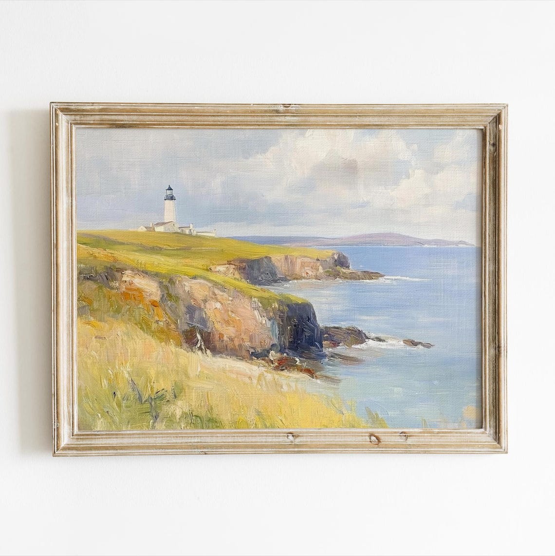Lighthouse Coastal Landscape Vintage Poster Print