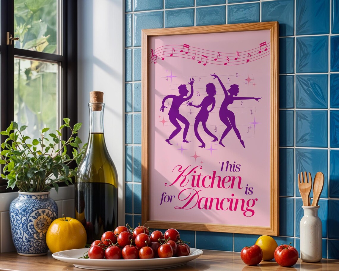 Retro Dancing Kitchen Art Print, Fun Music Poster - Image 4