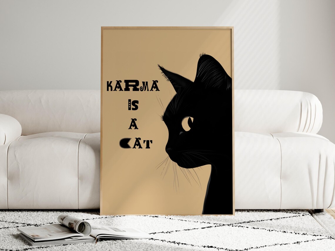 Karma Is A Cat, Preppy Cat Illustration - Image 2