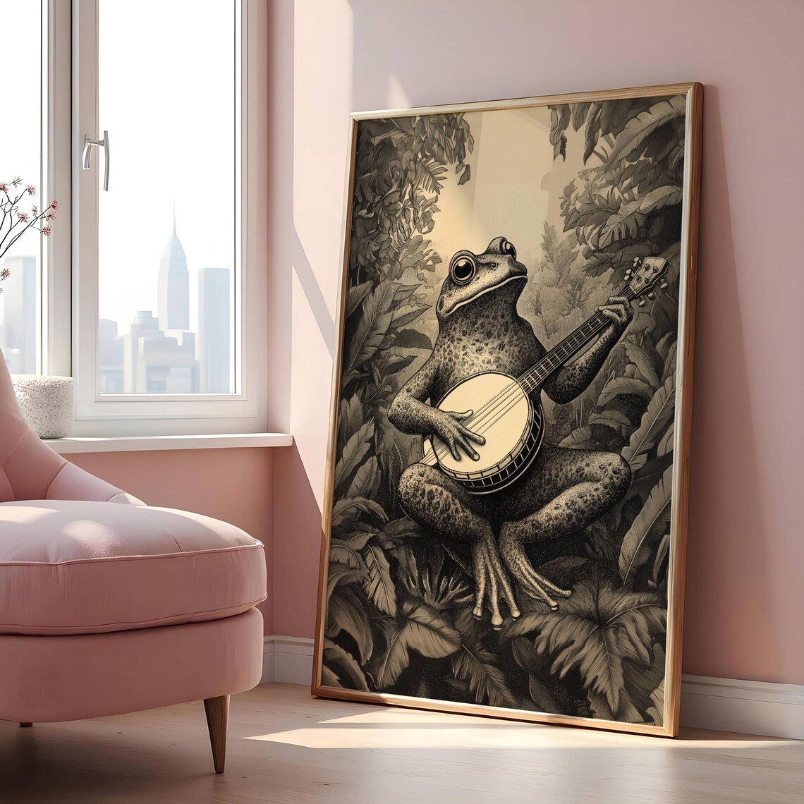 Frog With Banjo, Vintage Jungle Illustration - Image 4