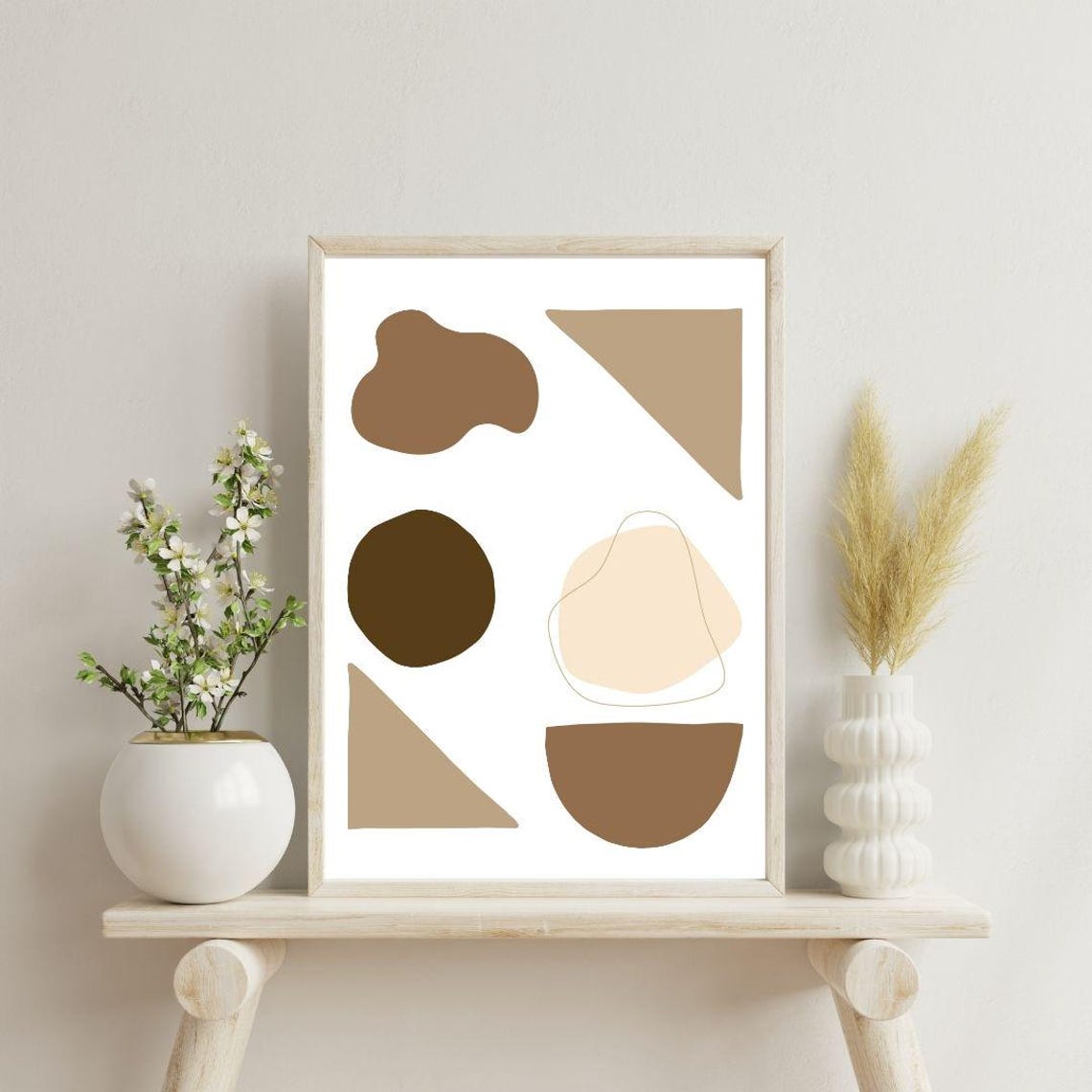 Minimalist Geometric Abstract Shapes Neutral Beige Modern Decor Poster