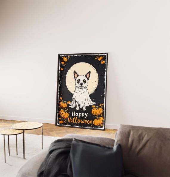 Cute Cat Print Halloween Wall Art Vintage Black Lover Gift Poster