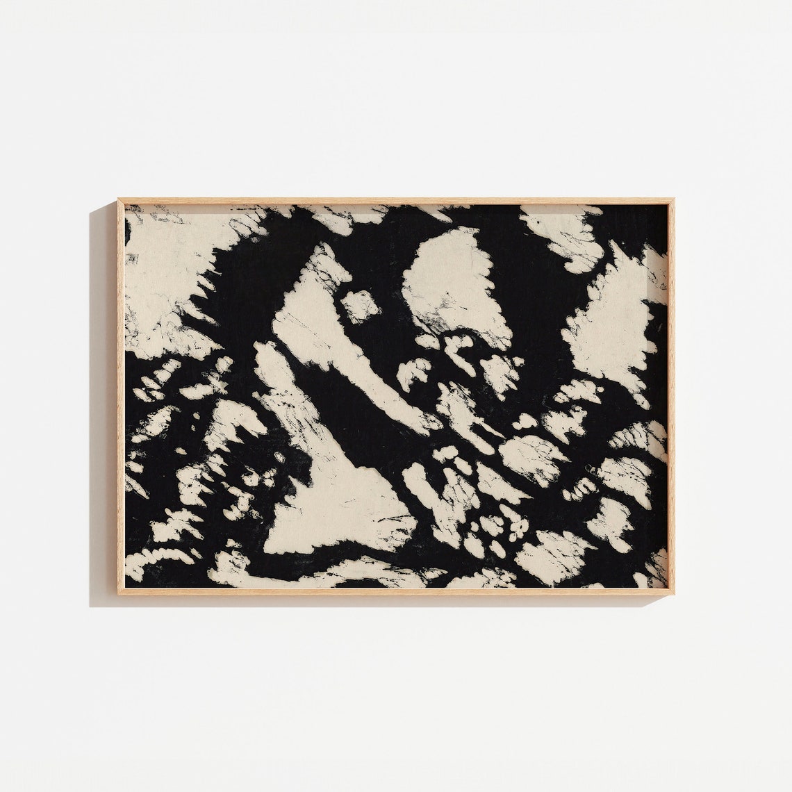 Vintage Black And Beige Abstract Brushstroke Japandi Style Wall Art