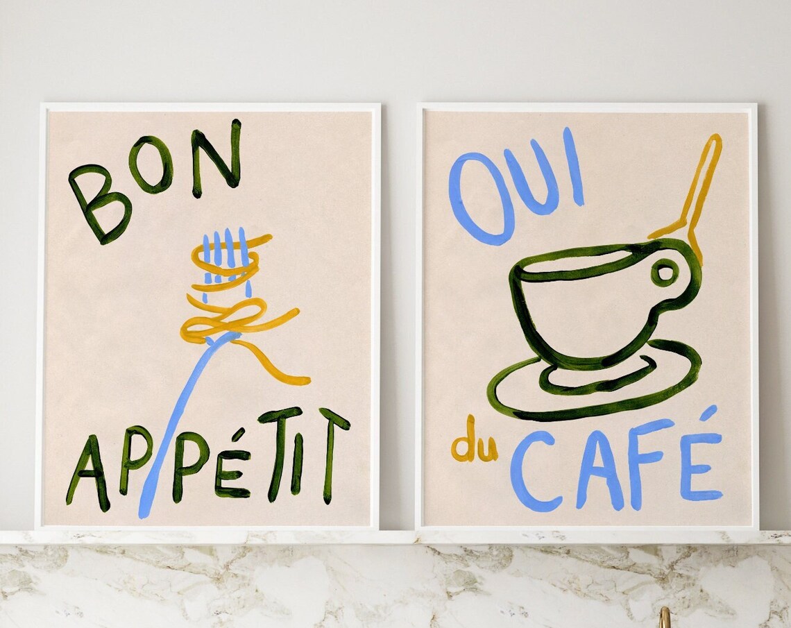 Kitchen Pasta and Coffee French Art Print, Dining