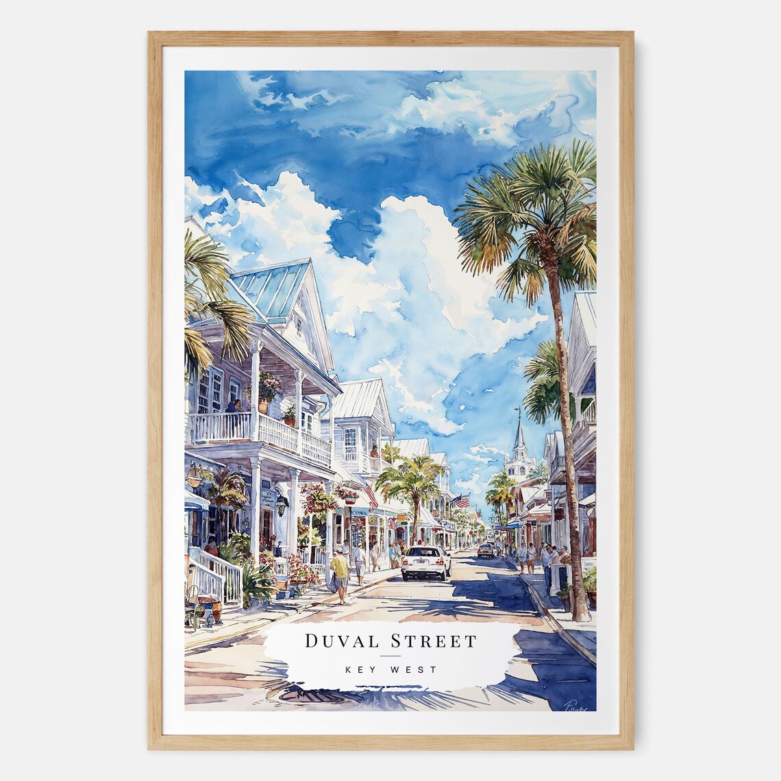 Duval Street Key West Watercolor Art Print