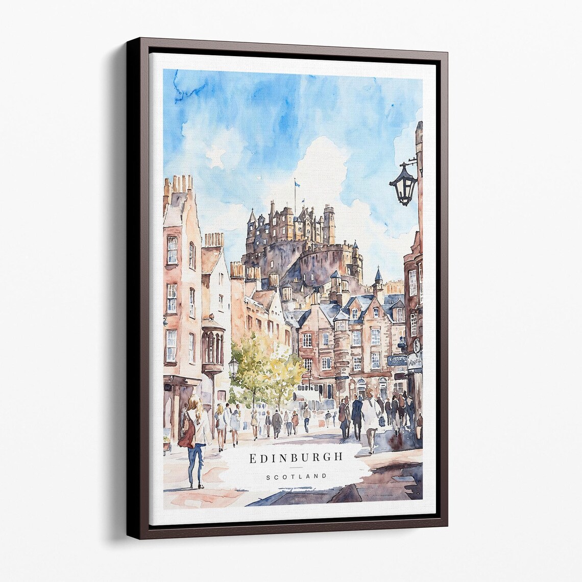 Edinburgh Watercolor Canvas Art Print Cityscape Wall Decor