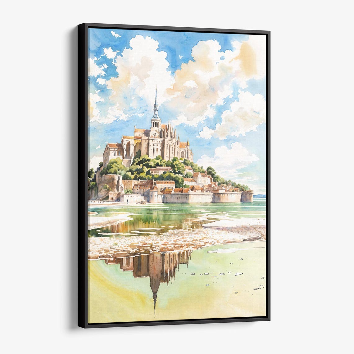 Mont Saint-Michel France Abbey Watercolor Tidal Island Poster