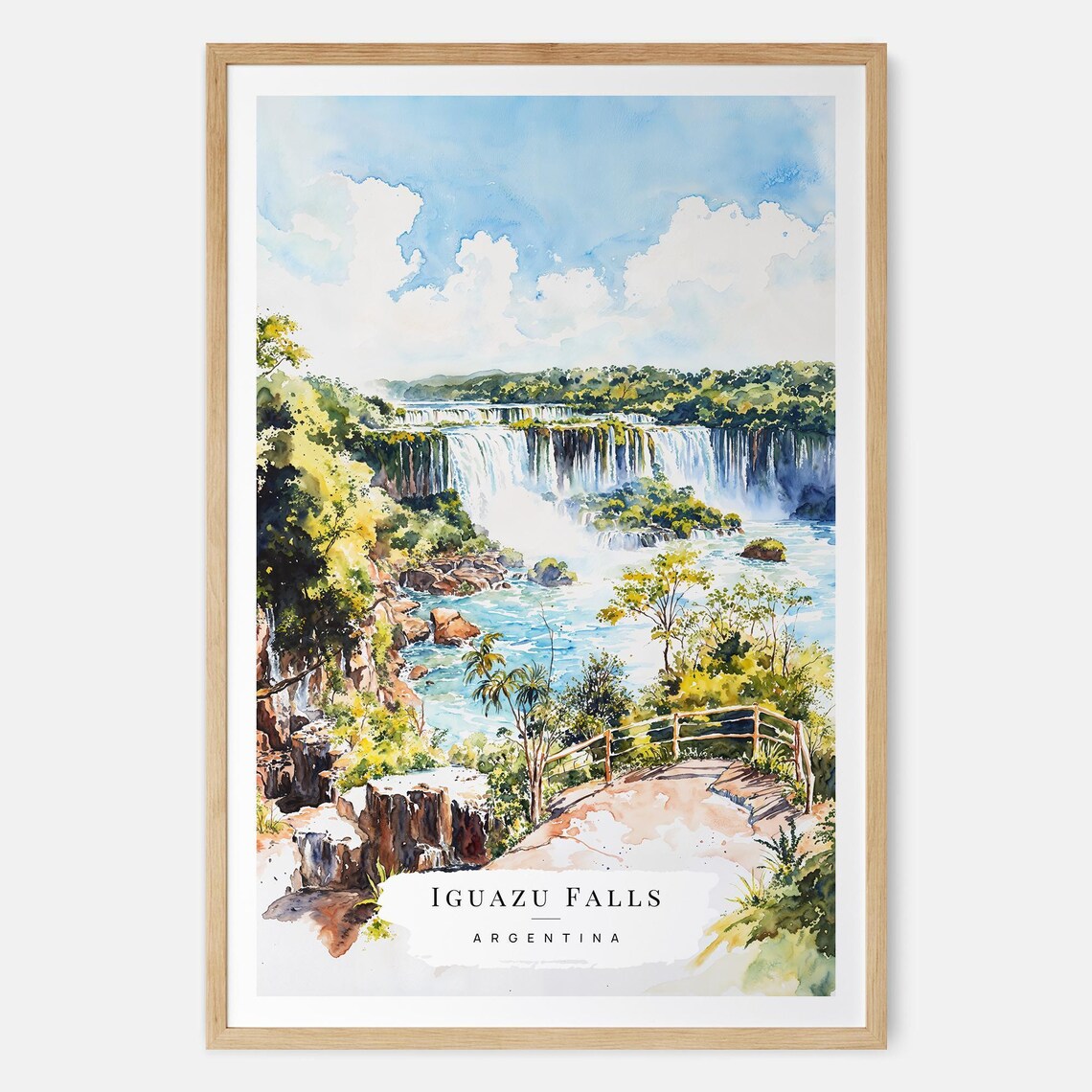 Iguazu Falls Watercolor Art Print, Argentina Travel Decor